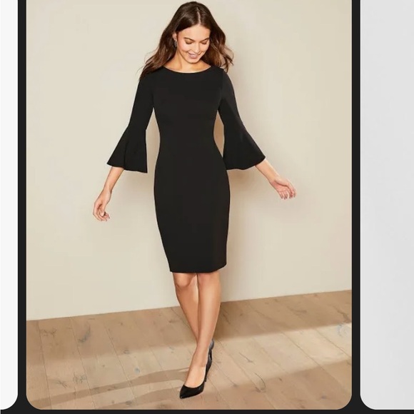 Calvin Klein Black Dress with Trumpet Sleeve * see description!* - Picture 3 of 4